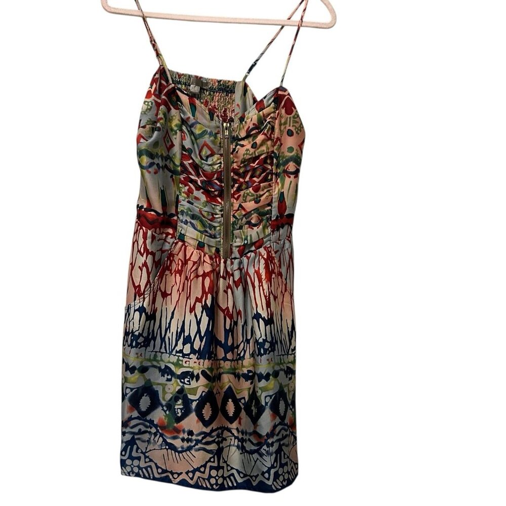 Love 21 Rainbow babydoll Dress Large milkmaid Artsy Jumper Boho Whimsigoth fairy